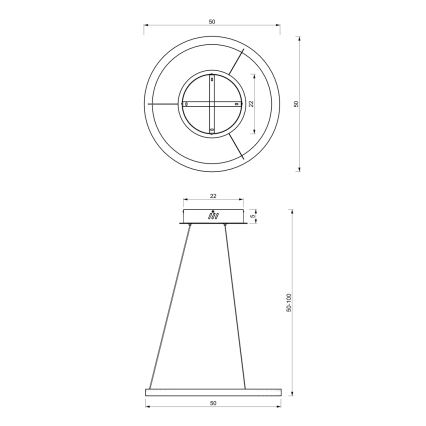 LED Lustra ar auklu GALAXIA LED/26W/230V melna