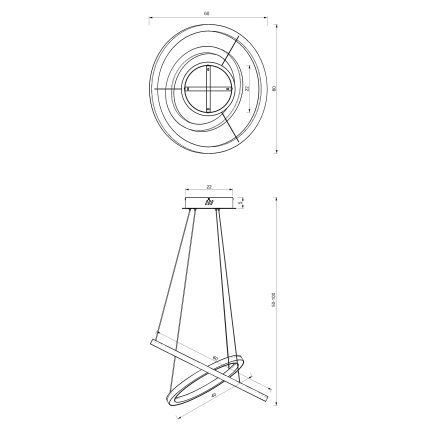 LED Lustra ar auklu GALAXIA LED/46W/230V zelta