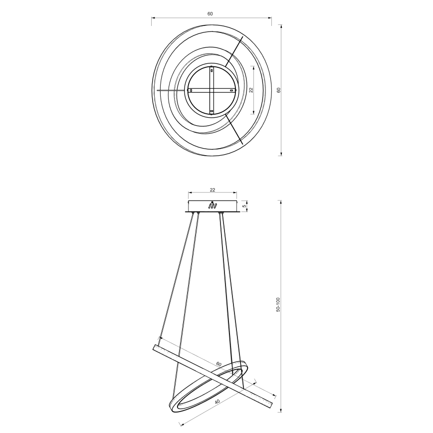 LED Lustra ar auklu GALAXIA LED/46W/230V zelta