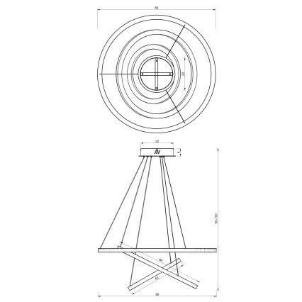 LED Lustra ar auklu GALAXIA LED/85W/230V zelta