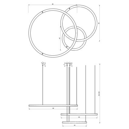 LED Lustra ar auklu GALAXIA LED/85W/230V zelta