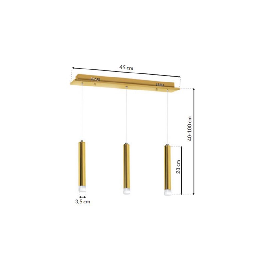 LED Lustra ar auklu GOLDIE 3xLED/15W/230V zelta