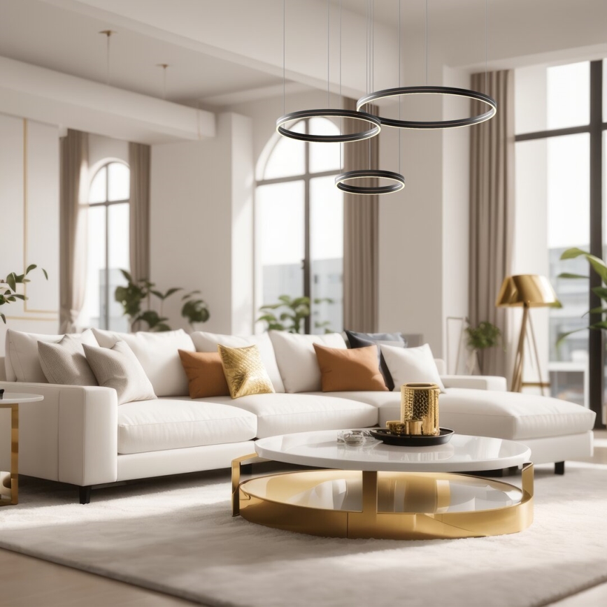 LED Lustra ar auklu GRAVITY LED/108W/230V melna