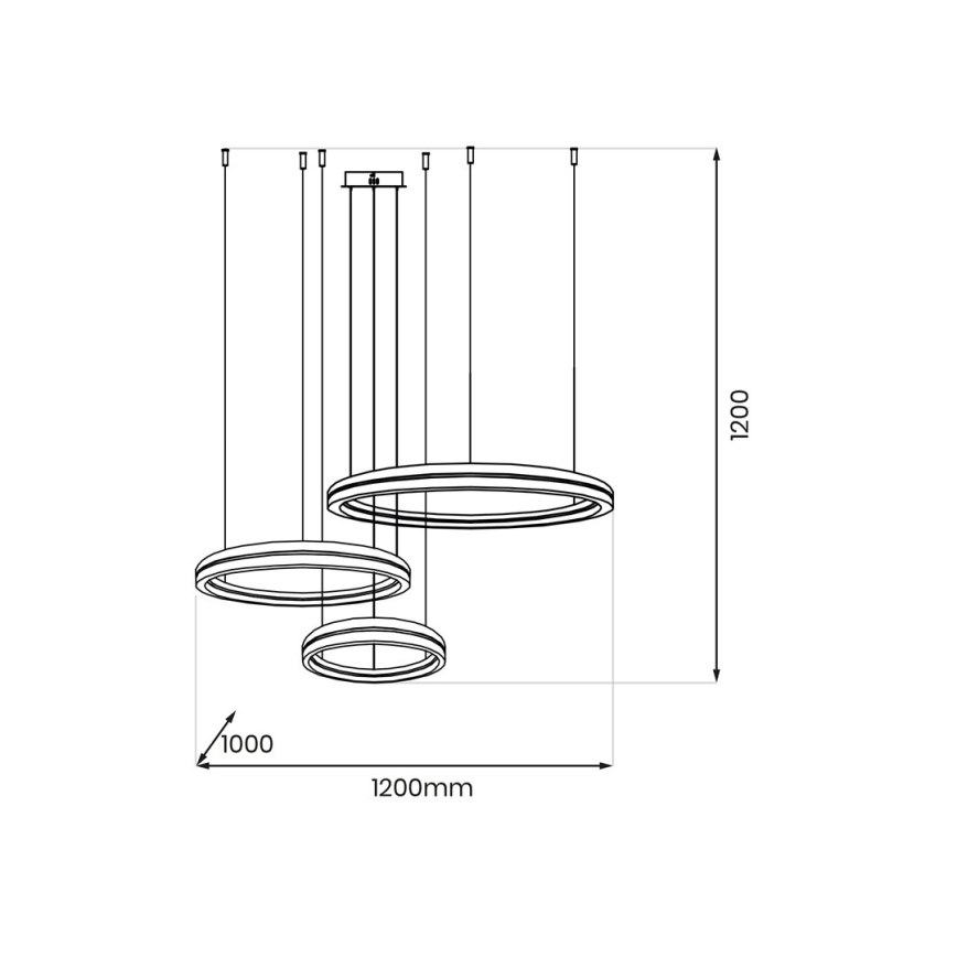 LED Lustra ar auklu GRAVITY LED/108W/230V melna