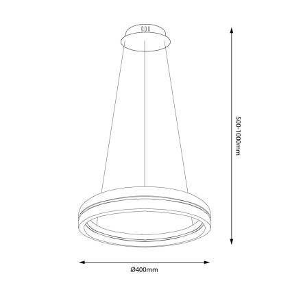 LED Lustra ar auklu GRAVITY LED/36W/230V melna