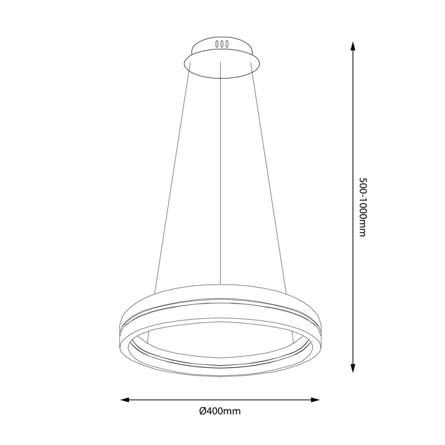 LED Lustra ar auklu GRAVITY LED/36W/230V melna