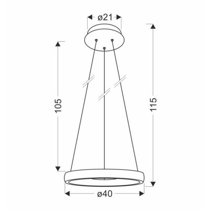 LED Lustra ar auklu HASHIM LED/22W/230V d. 40 cm varš