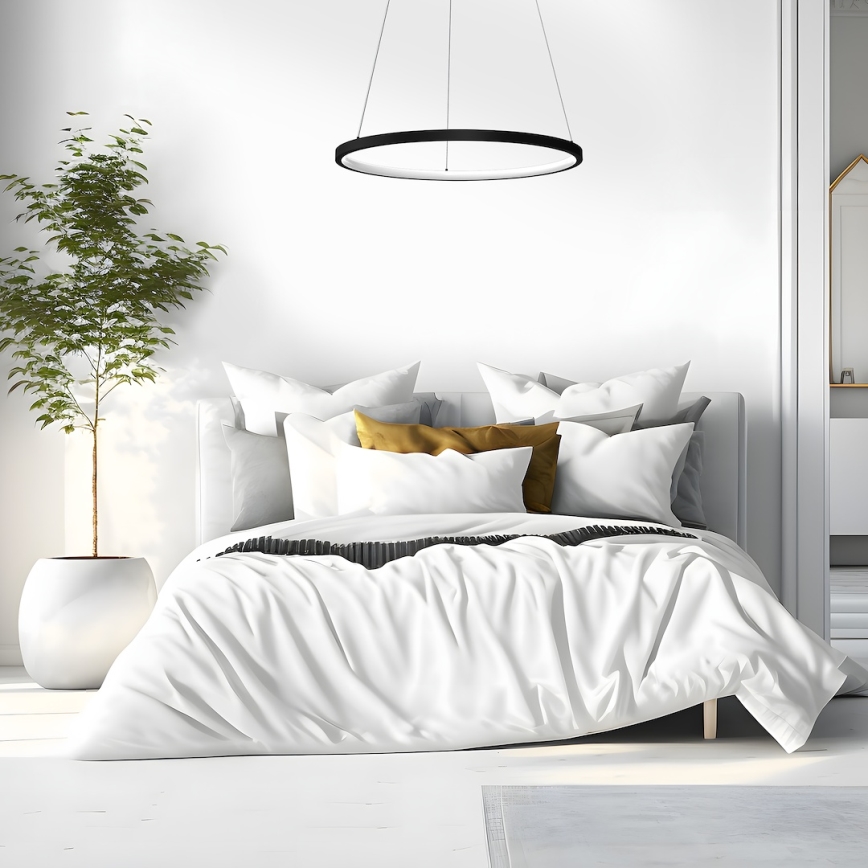LED Lustra ar auklu HOOP LED/27W/230V d. 50 cm 4000K melna