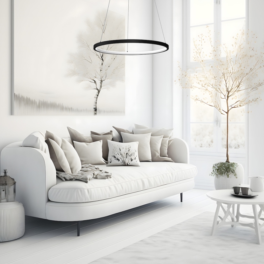 LED Lustra ar auklu HOOP LED/27W/230V d. 50 cm 4000K melna