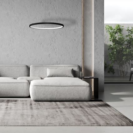 LED Lustra ar auklu HOOP LED/27W/230V d. 50 cm 4000K melna