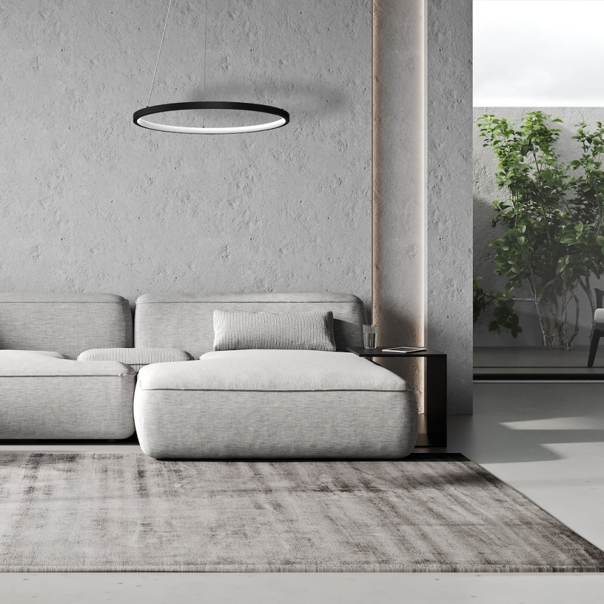 LED Lustra ar auklu HOOP LED/27W/230V d. 50 cm 4000K melna
