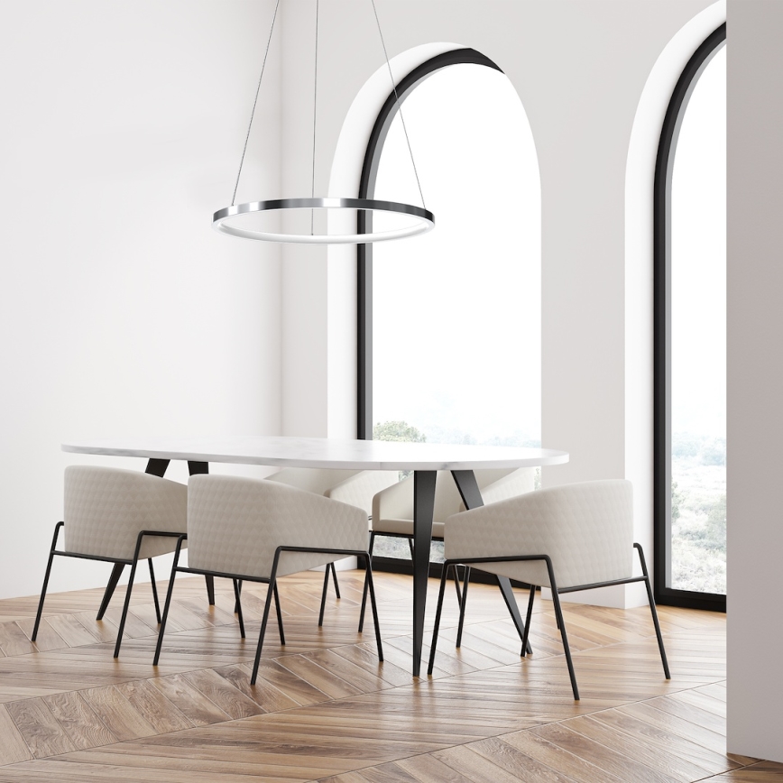 LED Lustra ar auklu HOOP LED/27W/230V d. 50 cm 4000K spīdīgi hromēts