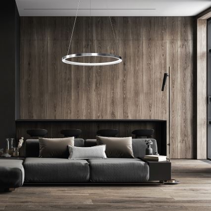 LED Lustra ar auklu HOOP LED/27W/230V d. 50 cm 4000K spīdīgi hromēts