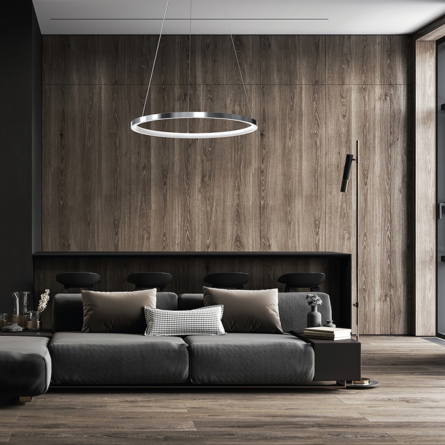 LED Lustra ar auklu HOOP LED/27W/230V d. 50 cm 4000K spīdīgi hromēts