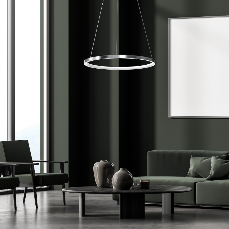 LED Lustra ar auklu HOOP LED/27W/230V d. 50 cm 4000K spīdīgi hromēts
