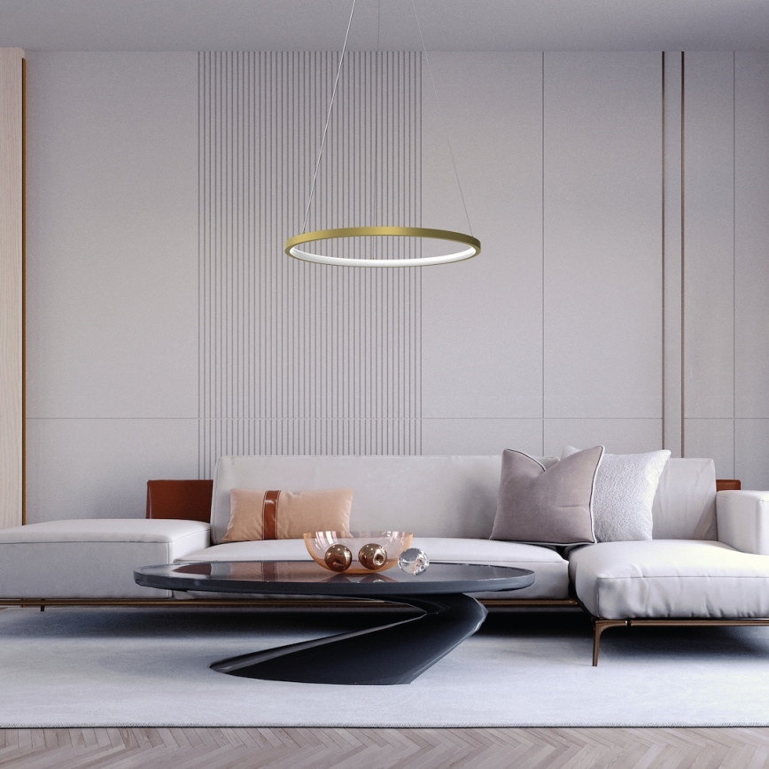LED Lustra ar auklu HOOP LED/27W/230V d. 50 cm 4000K zelta