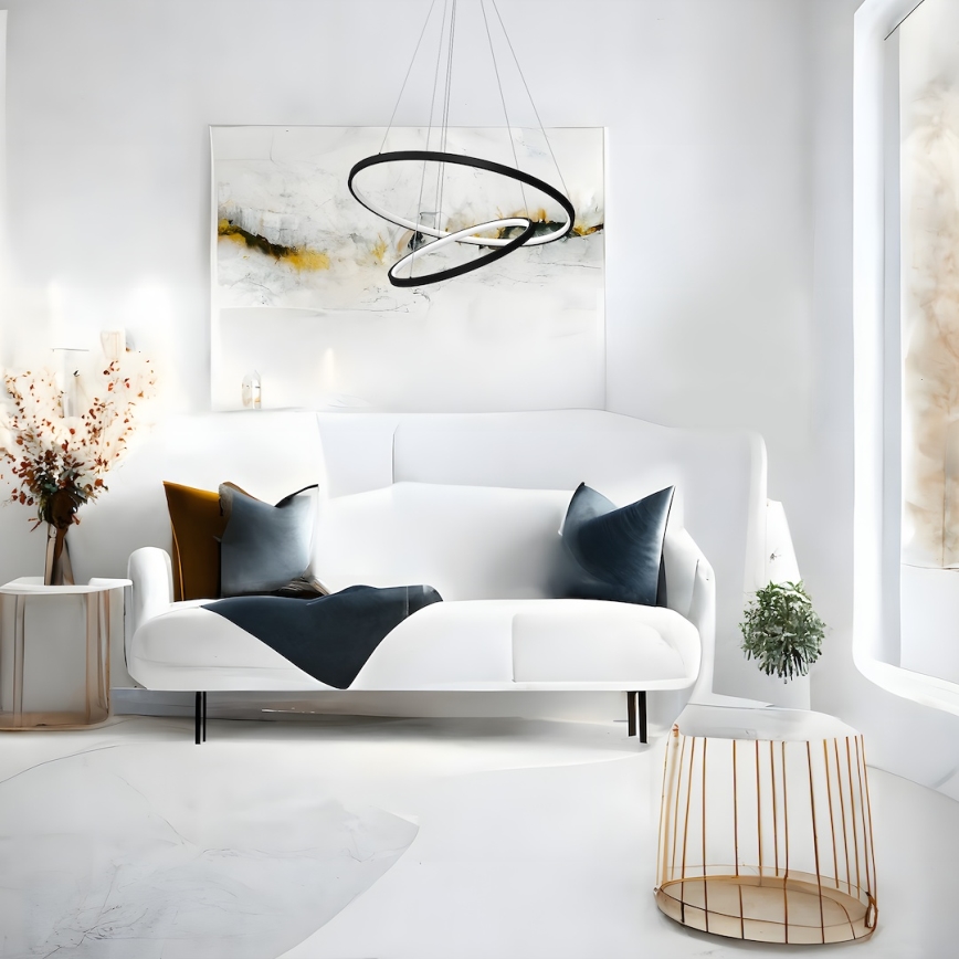 LED Lustra ar auklu HOOP LED/51W/230V d. 60 cm 4000K melna
