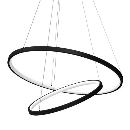 LED Lustra ar auklu HOOP LED/51W/230V d. 60 cm 4000K melna