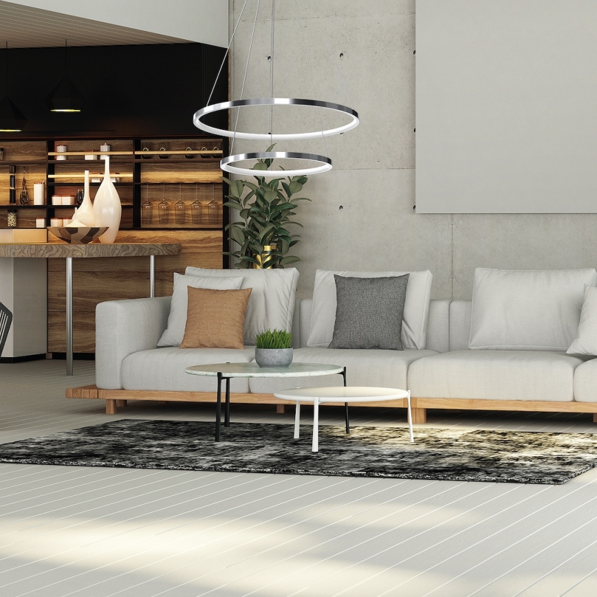 LED Lustra ar auklu HOOP LED/51W/230V d. 60 cm 4000K spīdīgi hromēts