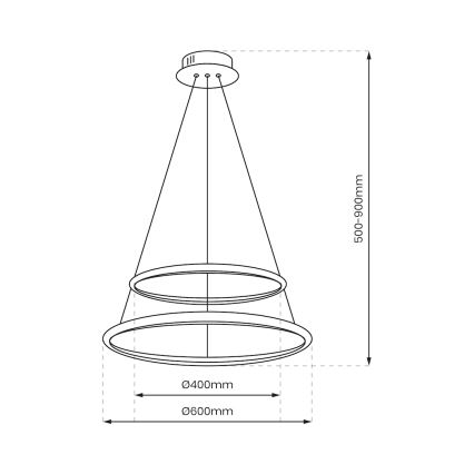 LED Lustra ar auklu HOOP LED/51W/230V d. 60 cm 4000K spīdīgi hromēts