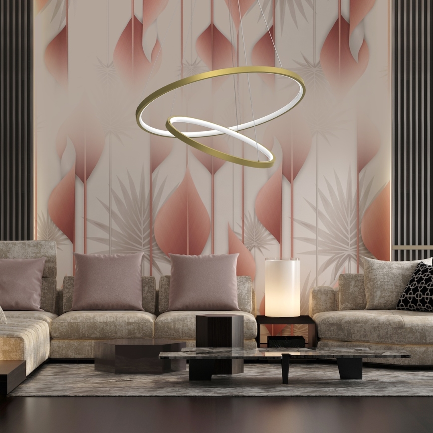LED Lustra ar auklu HOOP LED/51W/230V d. 60 cm 4000K zelta