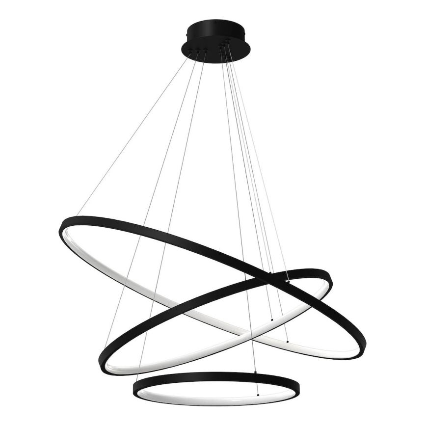 LED Lustra ar auklu HOOP LED/93W/230V d. 60 cm 4000K melna