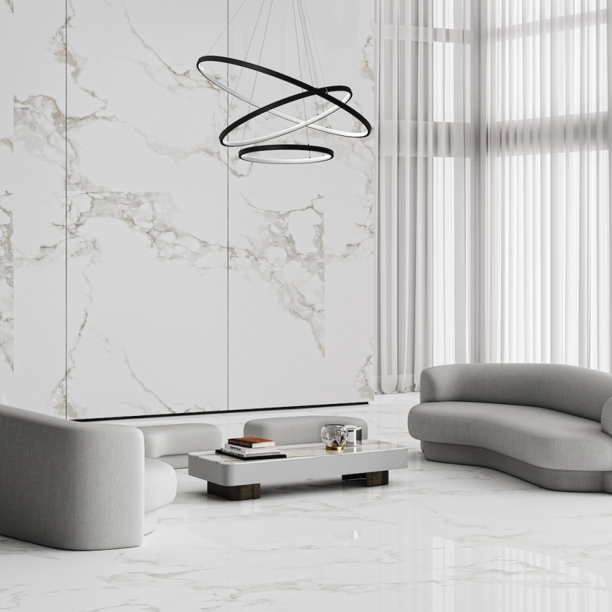 LED Lustra ar auklu HOOP LED/93W/230V d. 60 cm 4000K melna