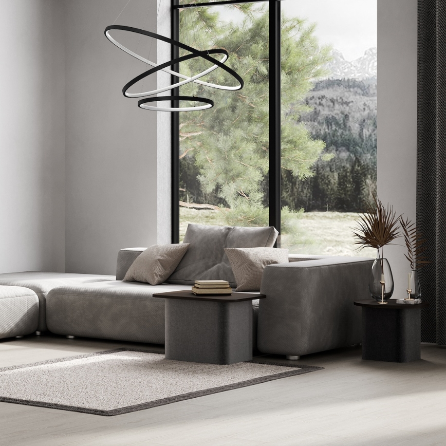 LED Lustra ar auklu HOOP LED/93W/230V d. 60 cm 4000K melna