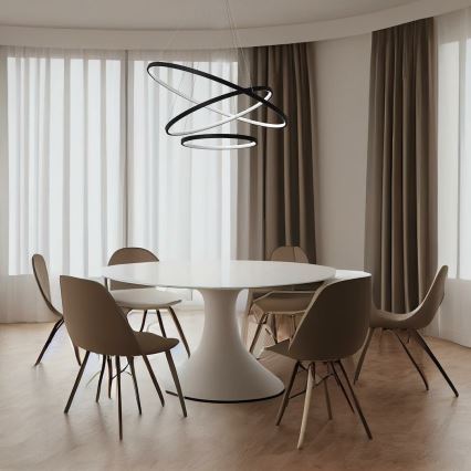 LED Lustra ar auklu HOOP LED/93W/230V d. 60 cm 4000K melna