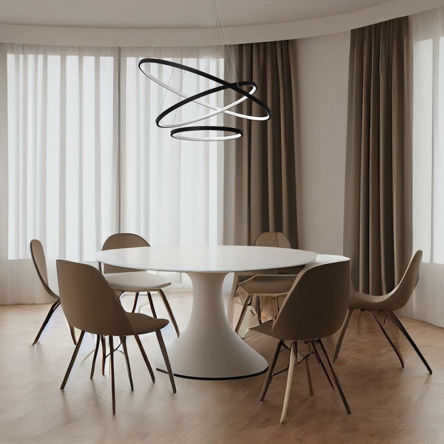 LED Lustra ar auklu HOOP LED/93W/230V d. 60 cm 4000K melna