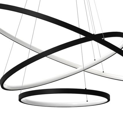 LED Lustra ar auklu HOOP LED/93W/230V d. 60 cm 4000K melna