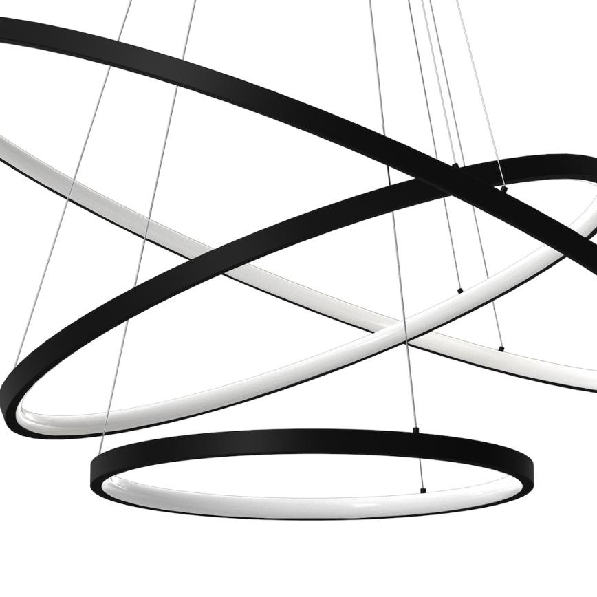 LED Lustra ar auklu HOOP LED/93W/230V d. 60 cm 4000K melna