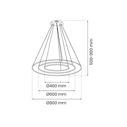 LED Lustra ar auklu HOOP LED/93W/230V d. 60 cm 4000K melna