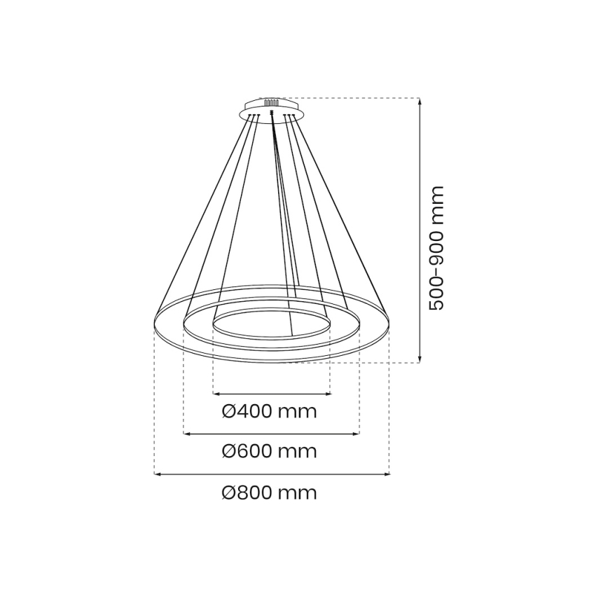 LED Lustra ar auklu HOOP LED/93W/230V d. 60 cm 4000K melna