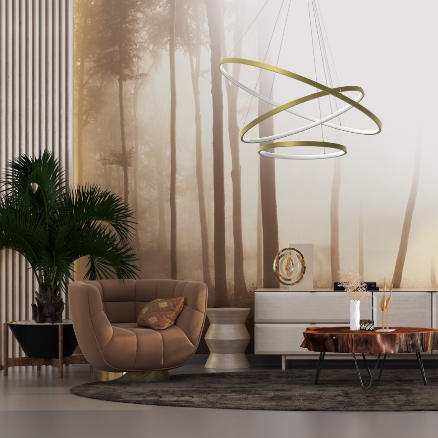 LED Lustra ar auklu HOOP LED/93W/230V d. 80 cm 4000K zelta