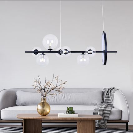 LED Lustra ar auklu HYBRID LED/15W/230V + 7xG9/6W 4000K melna