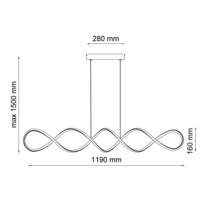 LED Lustra ar auklu INFINITO LED/43W/230V melna