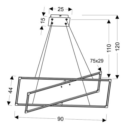 LED Lustra ar auklu KSEROS LED/45W/230V