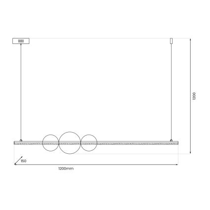 LED Lustra ar auklu KUGEL LED/30W/230V melna