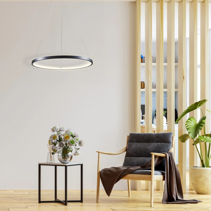 LED Lustra ar auklu LEA LED/20W/230V 4000K d. 50 cm melna