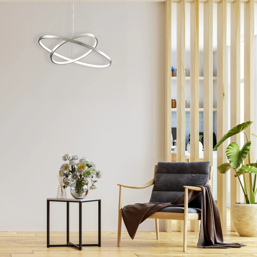 LED Lustra ar auklu LEA LED/35W/230V 4000K d. 60 cm matēts hroms