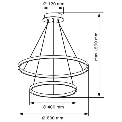LED Lustra ar auklu LEA LED/35W/230V 4000K d. 60 cm matēts hroms