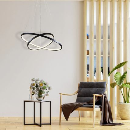 LED Lustra ar auklu LEA LED/35W/230V 4000K d. 60 cm melna