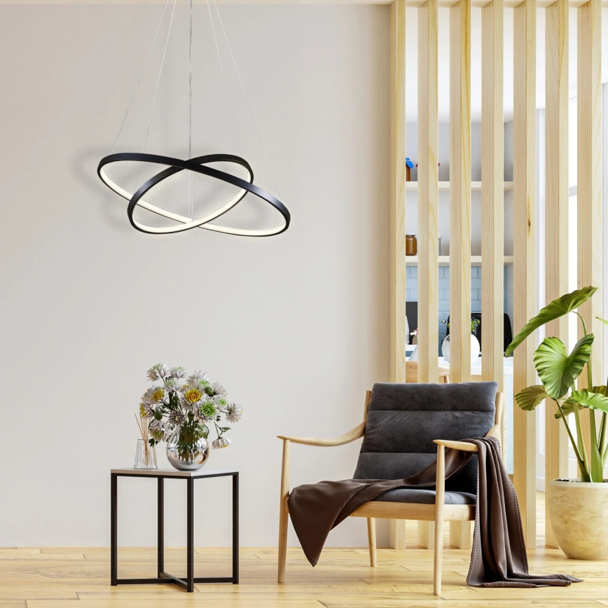 LED Lustra ar auklu LEA LED/35W/230V 4000K d. 60 cm melna