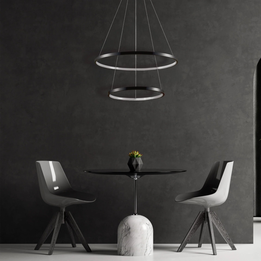 LED Lustra ar auklu LEA LED/35W/230V 4000K d. 60 cm melna