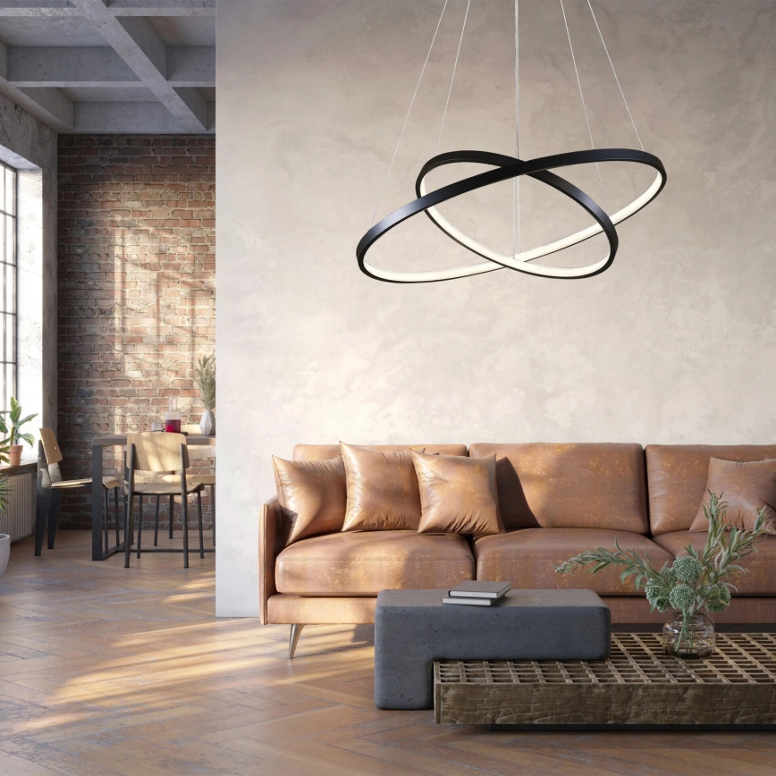 LED Lustra ar auklu LEA LED/35W/230V 4000K d. 60 cm melna