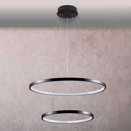 LED Lustra ar auklu LEA LED/35W/230V 4000K d. 60 cm melna