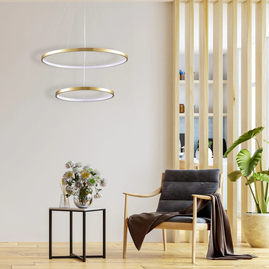 LED Lustra ar auklu LEA LED/35W/230V 4000K d. 60 cm zelta