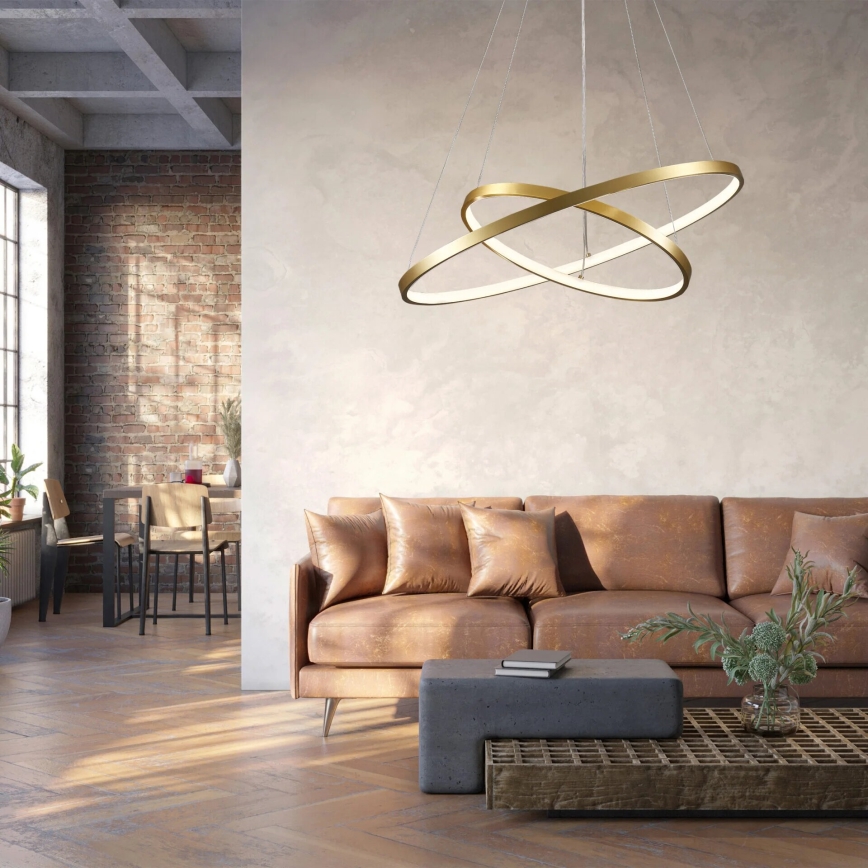 LED Lustra ar auklu LEA LED/35W/230V 4000K d. 60 cm zelta