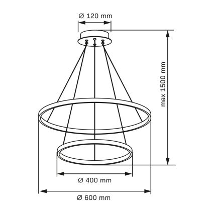 LED Lustra ar auklu LEA LED/35W/230V 4000K d. 60 cm zelta